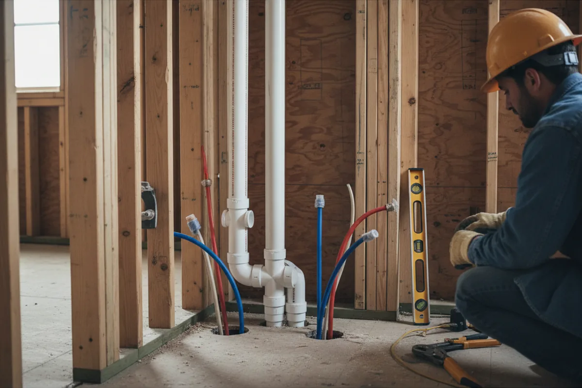 Drain and supply rough-in during Leak Detection in Rochelle